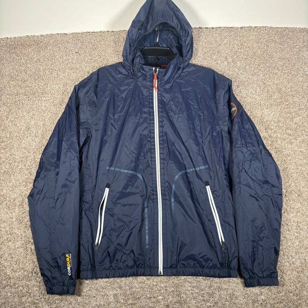 Napapijri Geographic Cordura Windbreaker Jacket Mens Medium Navy Blue Full Zip